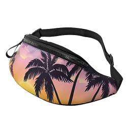 Sommer Palme Fanny Pack für Mann Frauen Hüfttasche Verstellbarer Gürtel Casual Brusttasche Bauchtaschen für Reisen Sport Laufen Wandern Hüfttaschen, Schwarz , Einheitsgröße von QQLADY