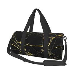 Travel Duffle Bag Black Gold Marble Sports Gym Bag for Women and Men Shoulder Sports Travel Duffle Weekender Workout Bag for Exercise, Yoga, Cycling, Swiming, Camping, Schwarz , Einheitsgröße von QQLADY