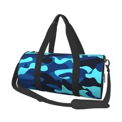 Travel Duffle Bag Blue Camo Sports Gym Bag for Women and Men Shoulder Sports Travel Duffle Weekender Workout Bag for Exercise, Yoga, Cycling, Swiming, Camping, Schwarz , Einheitsgröße von QQLADY