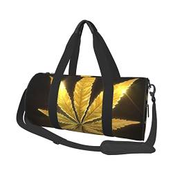 Travel Duffle Bag Golden Cannabis Sports Gym Bag for Women and Men Shoulder Sports Travel Duffle Weekender Workout Bag for Exercise, Yoga, Cycling, Swiming, Camping, Schwarz , Einheitsgröße von QQLADY
