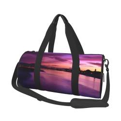 Travel Duffle Bag Purple Sunset Sports Gym Bag for Women and Men Shoulder Sports Travel Duffle Weekender Workout Bag for Exercise, Yoga, Cycling, Swiming, Camping, Schwarz , Einheitsgröße von QQLADY