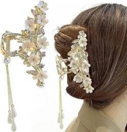 QQY Große Haarspangen, 3-Pack Blume Haar Kralle Clips Rutschfeste Blume Metall Kralle Clips Starke Halt Kralle Clip für Damen Accessoires (17) von QQY