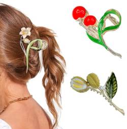 QQY Große Haarspangen, 3-Pack Blume Haar Kralle Clips Rutschfeste Blume Metall Kralle Clips Starke Halt Kralle Clip für Damen Accessoires (48) von QQY