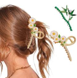 QQY Große Haarspangen, 3-Pack Blume Haar Kralle Clips Rutschfeste Blume Metall Kralle Clips Starke Halt Kralle Clip für Damen Accessoires (50) von QQY