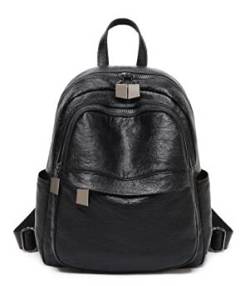 QQYG Damen Echtleder Damen Casual Umhängetasche Damen Wachs Leder Rucksack Reisetasche Rucksack,schwarz von QQYG