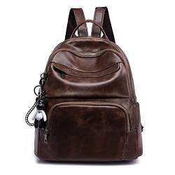 QQYG Damenrucksack Damen Reiserucksack mit großem Fassungsvermögen süßes Mädchen Lederrucksack,Kaffee,ca. 32cm 15cm 33cm von QQYG