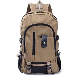 QQYG Herren Vintage Canvas Rucksack Rucksack Reise Sport Schulranzen Campingtasche,Dunkelkhaki von QQYG