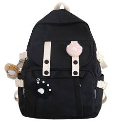 QQYG Reiserucksack Damenrucksack Wasserdichter Schulranzen Student Rucksack Mädchen Schulranzen Laptop Rucksack,Schwarz,30*14*43CM von QQYG