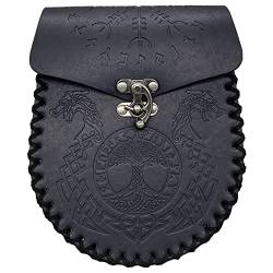 Vintage Mittelalterliche Hüfttasche Hüfttasche PU Leder Mittelalterliche Geprägte Gürteltasche Münztasche Vintage Tasche Geldbörse Geldbörse von QRONCES