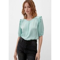 QS Kurzarmbluse Bluse mit Rüschen-Details Raffung, Rüschen von QS