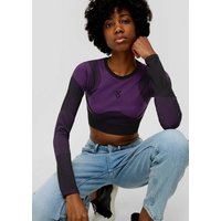 QS Langarmshirt Cropped Sport-Shirt Artwork von QS