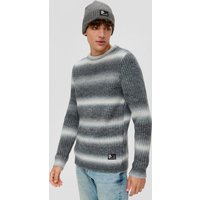 QS Strickpullover Gestreifter Strickpullover Label-Patch von QS