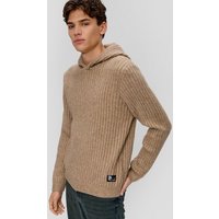 QS Strickpullover Strick-Hoodie mit Rippstruktur Label-Patch von QS