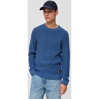 QS Strickpullover Strickpullover aus Baumwolle Label-Patch von QS