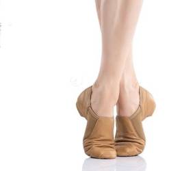 Ballettschuhe Echtes Leder Jazz Dance Schuhe Tan Black Jazz Schuhe Erwachsene Tanz Sneakers for Mädchen Frauen 88 (Color : Tan, Size : 39) von QSCTYG