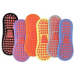 QSLKI 6-Paare Rutschfeste Socken, Rutschfeste Rutschfeste Socken, Unisex-Socken für das Yoga Heimtraining Barre Pilates Hospital Erwachsene Männer Frauen (abwechslungsreich Farben) von QSLKI