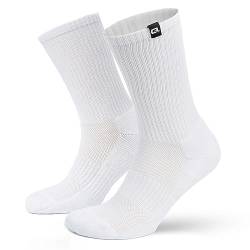 QSOCKS Unisex Tennissocken 4er-Pack | Hochwertige, atmungsaktive und langlebige Baumwollmischung (DE/NL/SE/PL, Numerisch, 35, 38, Regular, Regular, Weiß) von QSOCKS