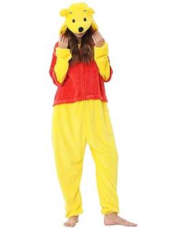 Erwachsene Tier Einteiler Kostüm Halloween Pyjama für Frauen, Gelb-b, Small von QSTYLE