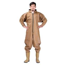 QTDZ Ganze Körper Waten Hosen mit Kapuze Overalls Angeln Kleidung Anti-Tragen wasserdichte Jagd Waders Hosen 37-47 Gummi Stiefel Männer Frauen Anglerhose,A,47 EU von QTDZ