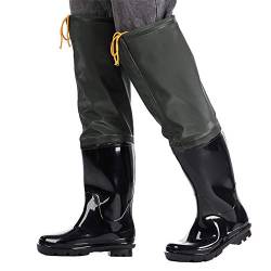 QTDZ VerDicket Super Hohe Watstiefel Herren Damen Wasser Hosen Mehrzweck Regen Gummi Stiefel Leichte Tragen-Beständig Fishing Boots rutschfest PVC Wasser Schuhe,Schwarz,40 EU von QTDZ