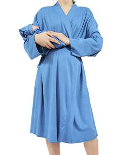 QTECLOR Mommy Robe for Maternity with Matching Swaddle Blanket Girls Boys, Delivery Labor Robe for Hospital Women Dress, A29 Bademantel + Wickeltuch + Stirnband + Hut, XX-Large von QTECLOR