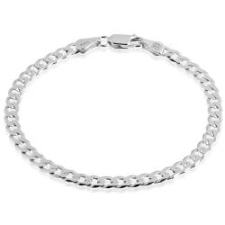 QUADRI - Elegante Armband Herren aus diamantbesetzter Panzerkette (Cuban) - Armbänder für Herren Damen aus 925er Echtsilber - Breite 5mm - Länge 21.60 cm - Zertifikat Made in Italy von QUADRI