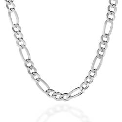 QUADRI - Elegante Halskette (Figaro) für Herren und Frauen aus 925er Echtsilber - Breite 7mm - Länge 46 cm - Kette anlaufgeschützt von QUADRI