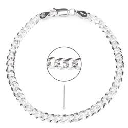 QUADRI – Elegantes Armband aus 925er Silber mit gravierter Kette, kubanisches Modell für Damen und Herren – Breite 5 mm – Länge 18 cm – Zertifiziertes Made in Italy von QUADRI