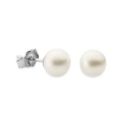 QUADRI – Perlen Ohrringe für Damen aus 925er Silber – 7 mm runde weiße Süßwasser-Zuchtperlen – hergestellt in Italien – inklusive Geschenkbox von QUADRI