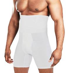 Herren Shapewear Bauchkontrolle Shorts Hohe Taille Abnehmen Unterwäsche Nahtlose Body Shaper Girdle Boxer Briefs, Weiss/opulenter Garten, 4X-Large von QUAFORT