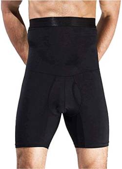 QUAFORT Herren Bauchweg Shorts Hohe Taille Slimming Shapewear Body Shaper Bein Unterwäsche Slips, Schwarz, Medium von QUAFORT