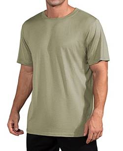 QUALFORT Herren Bambus T-Shirts Rundhals Unterhemd, A05-Khaki, XL von QUALFORT