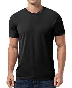 QUALFORT Herren Basic Everyday T-Shirt - Super Soft Travel Clothing Unterhemden Rundhals T-Shirts schwarz S-XXL - Schwarz - Groß von QUALFORT