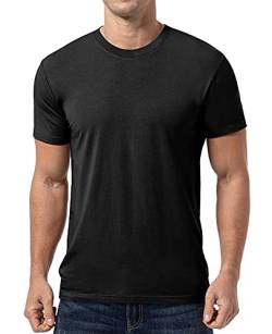 QUALFORT Herren Basic Everyday T-Shirt - Super Soft Travel Clothing Unterhemden Rundhals T-Shirts schwarz S-XXL - Schwarz - X-Groß von QUALFORT