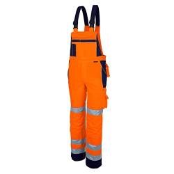 Qualitex Warnschutz-Latzhose Arbeits-Hose PRO MG 245 - orange/Marine - Größe: 48 von QUALITEX HIGH QUALITY WORKWEAR