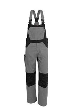 Qualitex X-Serie Unisex Latzhose in grau/schwarz Größe 46, Lange Arbeitshose für Herren und Damen, Cargohose mit vielen Taschen von QUALITEX HIGH QUALITY WORKWEAR