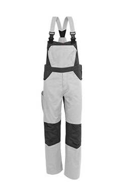 Qualitex X-Serie Unisex Latzhose in weiß/grau Größe 42, lange Arbeitshose für Herren und Damen, Cargohose mit vielen Taschen von QUALITEX HIGH QUALITY WORKWEAR