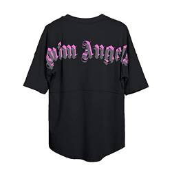 QUANLI Marken Angel&Palm T-Shirt Casual Kurzarm Herre Damen Weiß Schwarz Rundhals Bluse Hemd aus Baumwoll mit Bluse.M von QUANLI