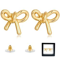 Schleifen Ohrringe Mädchen，Bow Earrings For Women Ohrstecker Gold，Ohrringe Gold Mädchen geschenke für freundinnen(Gold 2) von QUANMAITONG