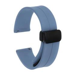 QUARKZMAN Magnetisches Silikon Uhrenarmband 22mm Schnellverschluss Weiches Gummi Wasserdichtes Ersatzarmband mit schwarzem Metall-Faltschließe für Männer und Frauen, Rock Blau von QUARKZMAN