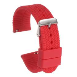 QUARKZMAN Silikon Uhrenarmband 18mm Breite Schnellverschluss Weiche Gummiband mit elektroplattierter Edelstahlschließe für Männer Frauen, Rot von QUARKZMAN