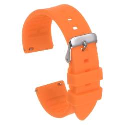 QUARKZMAN Silikon Uhrenarmband 18mm Breite Schnellverschluss Weiches Gummi Wasserdichtes Ersatzarmband mit silberner Edelstahlschließe für Männer und Frauen, Orange von QUARKZMAN