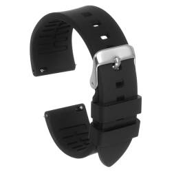 QUARKZMAN Silikon Uhrenarmband 19mm Breite Schnellverschluss Weiches Gummi Wasserdichtes Ersatzarmband mit silberner Edelstahlschließe für Männer Frauen, Schwarz von QUARKZMAN