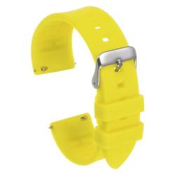 QUARKZMAN Silikon Uhrenarmband 21mm Breite Schnellverschluss Weiches Gummi Wasserdichtes Ersatzarmband mit silberner Edelstahlschließe für Männer Frauen, Gelb von QUARKZMAN