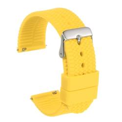 QUARKZMAN Silikon Uhrenarmband 22mm Breite Schnellverschluss Weiche Gummiband mit elektroplattierter Edelstahlschließe für Männer und Frauen, Gelb von QUARKZMAN