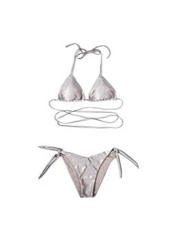 QUEEN HELENA Bikini Sets Damen 1095CD Silber/schwarz, M von QUEEN HELENA