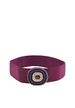 QUEEN HELENA Damengürtel Elasticher mit Strass Damen Ci014-3 Violett, Einheitsgröße von QUEEN HELENA