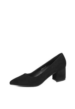 QUEEN HELENA Elegante Flache Schuhe mit Absatz für Damen ZM9503 Schwarz, 39 EU von QUEEN HELENA