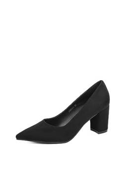 QUEEN HELENA Elegante Pumps mit Geschlossener Zehe für Damen ZM9521 Schwarz, 38 EU von QUEEN HELENA