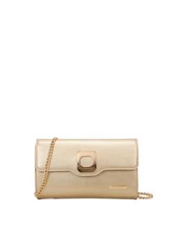 QUEEN HELENA Elegante Umhängetasche Handtasche Starre Clutch Damen 7042, gold von QUEEN HELENA